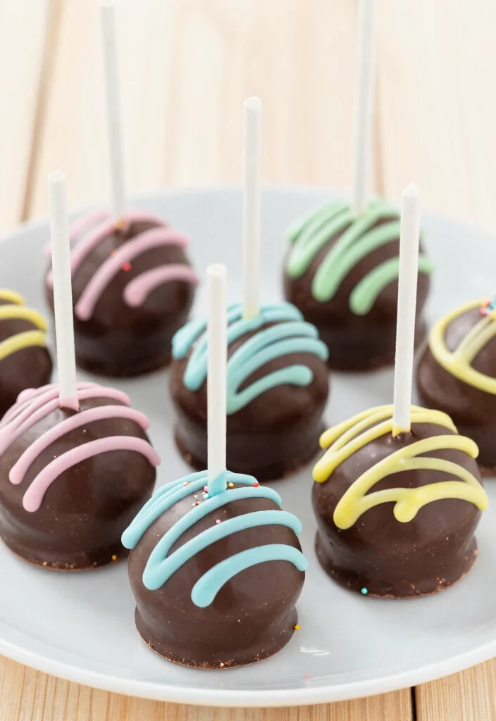 15 Easter Cake Pops Ideas: Pastel Festive Treats - 1. Classic Chocolate Cake Pops with Pastel Drizzle 1