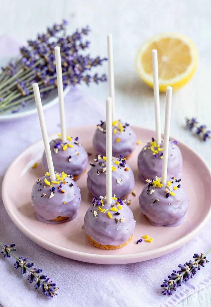 15 Easter Cake Pops Ideas: Pastel Festive Treats - 2. Lemon Zest Cake Pops with Lavender Icing 1