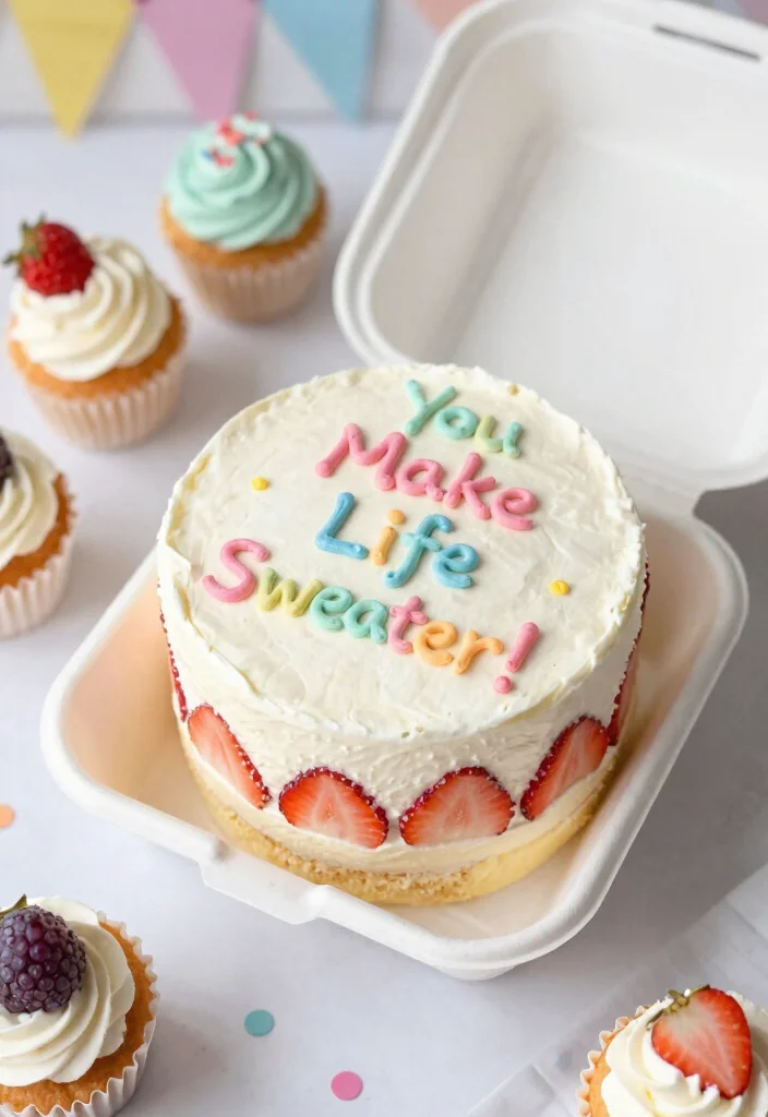 15 Frases Bento Cake Aniversario Ideas Cute Message Styles - 13. Cheerful & Motivational: 'You Make Life Sweeter!' 1