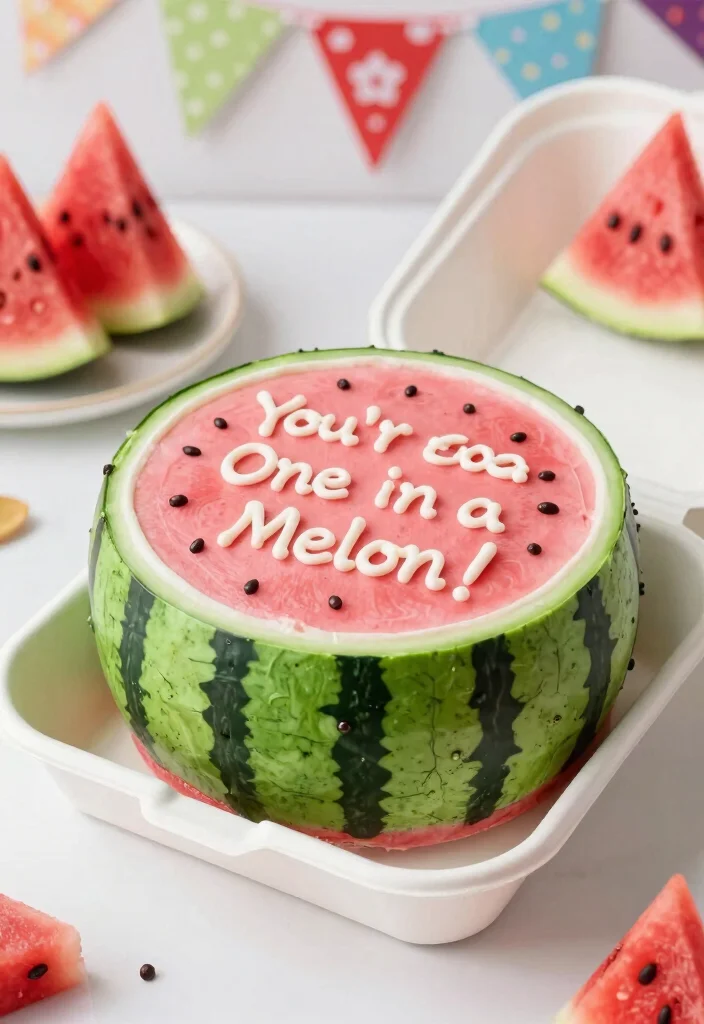 15 Frases Bento Cake Aniversario Ideas Cute Message Styles - 3. Playful Vibes: 'You're One in a Melon!' 1