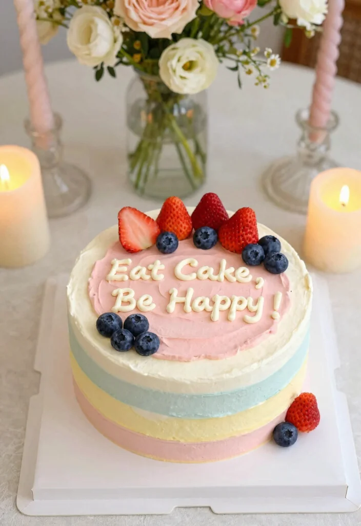 15 Frases Bento Cake Aniversario Ideas Cute Message Styles - 6. Simple & Sweet: 'Eat Cake, Be Happy!' 1