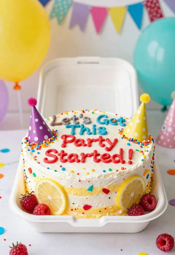 15 Frases Bento Cake Aniversario Ideas Cute Message Styles - 9. Bright & Cheerful: 'Let’s Get This Party Started!' 1