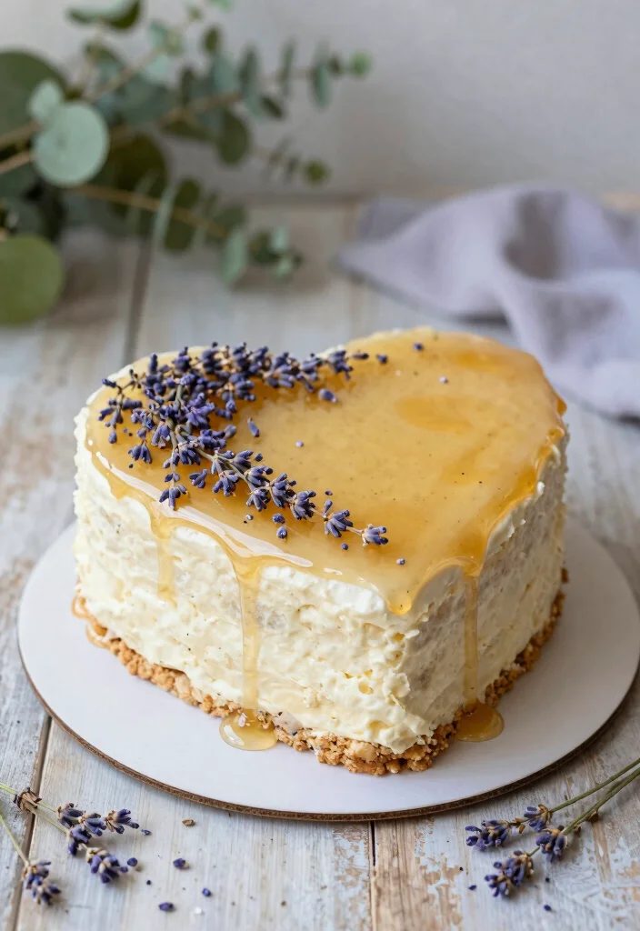 15 Heart Cake Decoration Ideas: Romantic & Cute Designs - 11. Honey Lavender Heart Cake 1