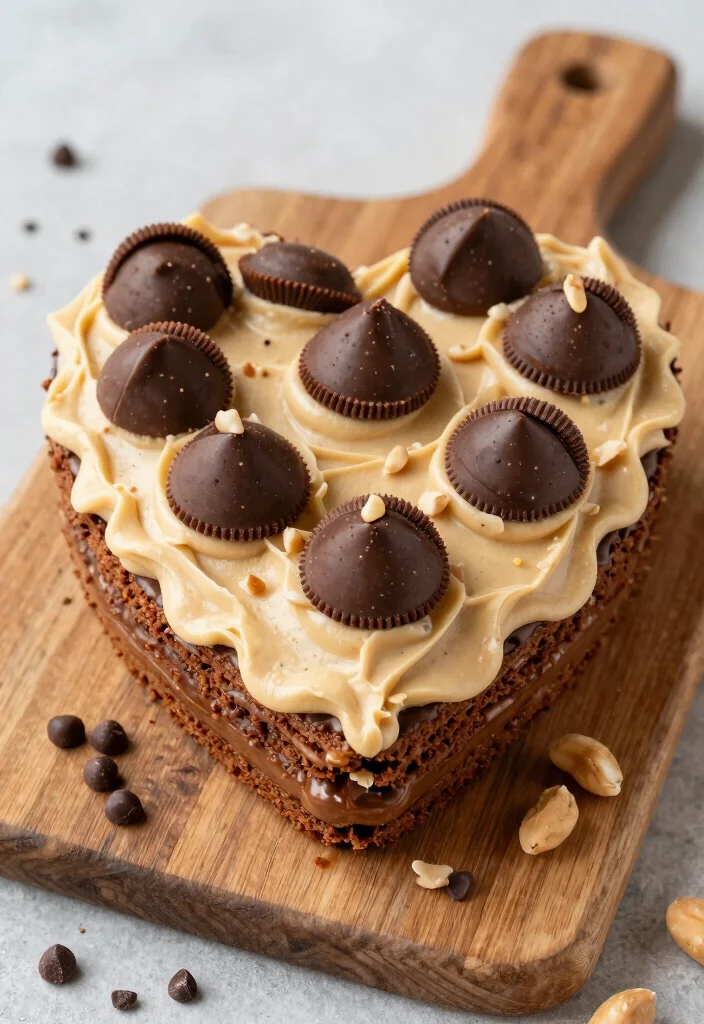 15 Heart Cake Decoration Ideas: Romantic & Cute Designs - 13. Peanut Butter Cup Heart Cake 1