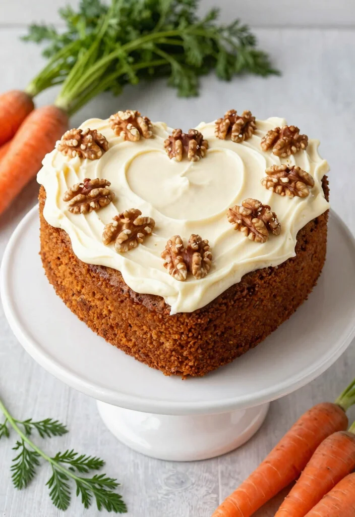 15 Heart Cake Decoration Ideas: Romantic & Cute Designs - 14. Carrot Cake Heart Cake 1