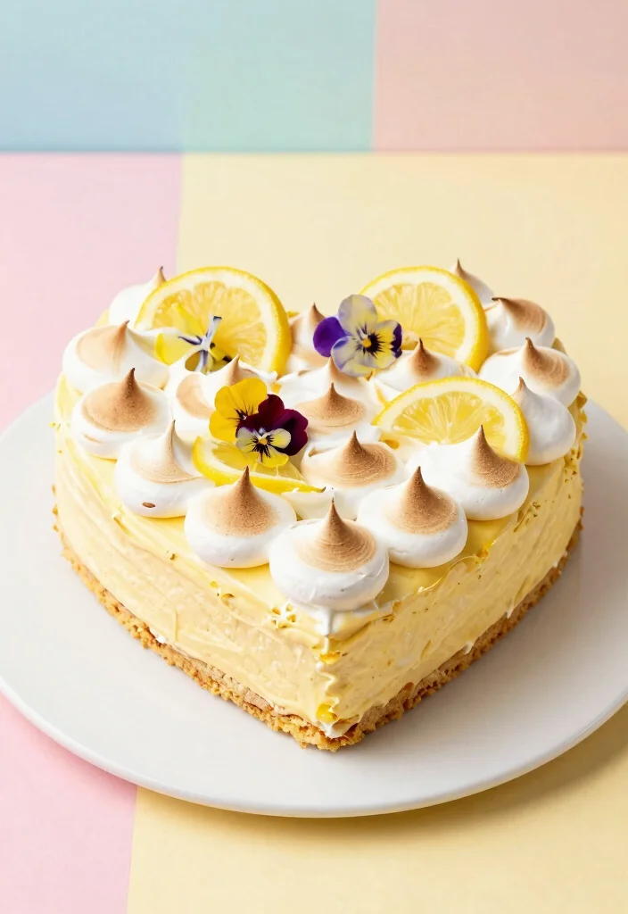 15 Heart Cake Decoration Ideas: Romantic & Cute Designs - 9. Lemon Meringue Heart Cake 1