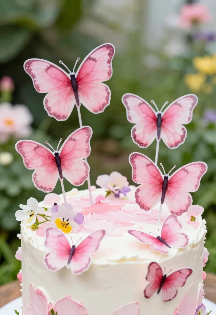 15 Pink Butterfly Cake Topper Printable Ideas Cute Decor - 1. Charming Watercolor Butterflies 1