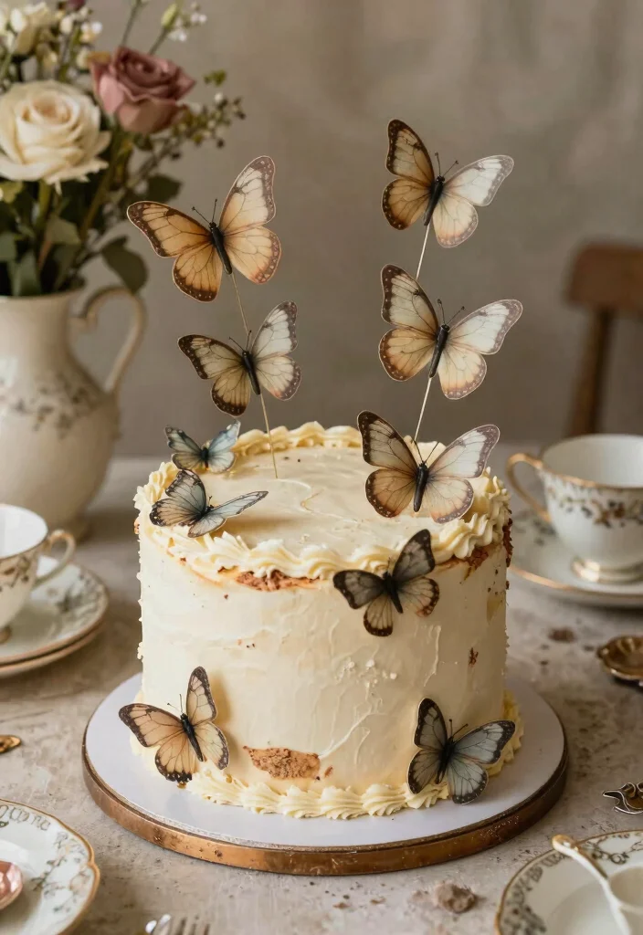 15 Pink Butterfly Cake Topper Printable Ideas Cute Decor - 10. Vintage Butterfly Aesthetic 1