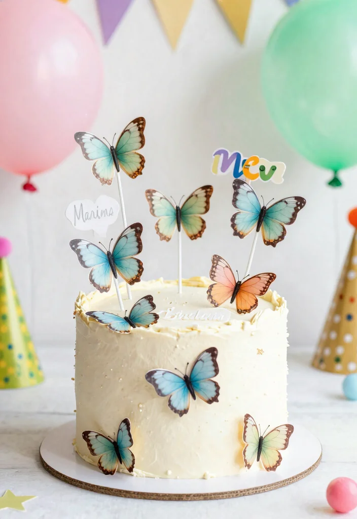 15 Pink Butterfly Cake Topper Printable Ideas Cute Decor - 14. Personalized Butterfly Toppers 1