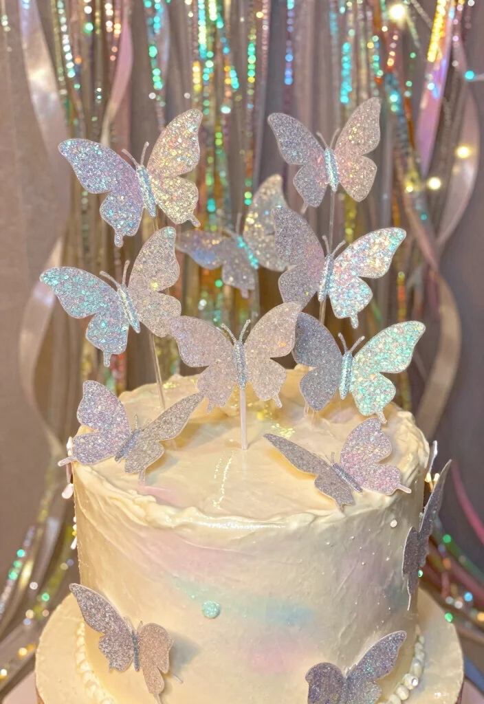 15 Pink Butterfly Cake Topper Printable Ideas Cute Decor - 2. Glittering Butterfly Embellishments 1