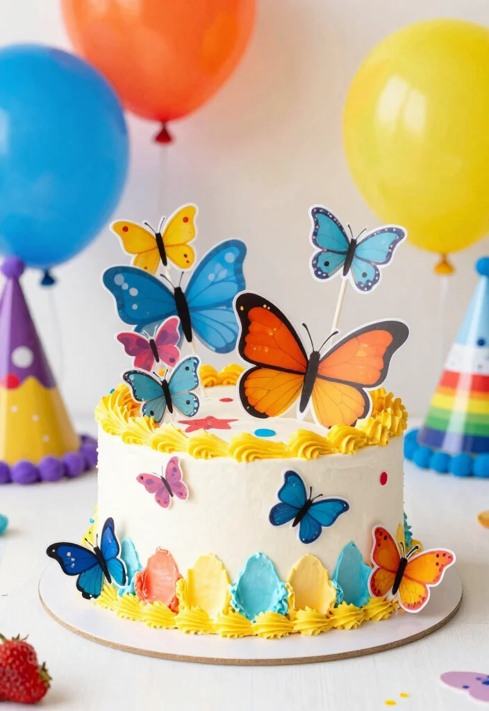 15 Pink Butterfly Cake Topper Printable Ideas Cute Decor - 5. Cute Cartoon Butterflies 1