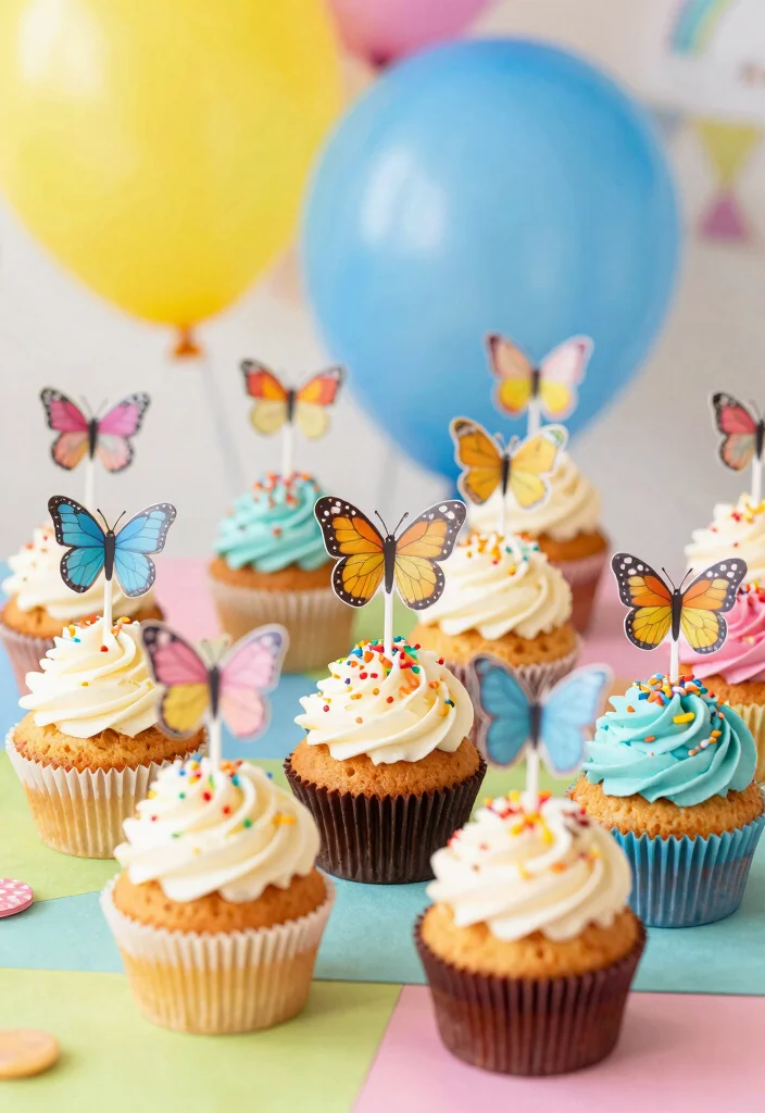 15 Pink Butterfly Cake Topper Printable Ideas Cute Decor - 7. Mini Butterfly Cupcake Toppers 1