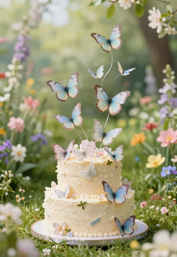 15 Pink Butterfly Cake Topper Printable Ideas Cute Decor - 8. Butterflies in Flight 1