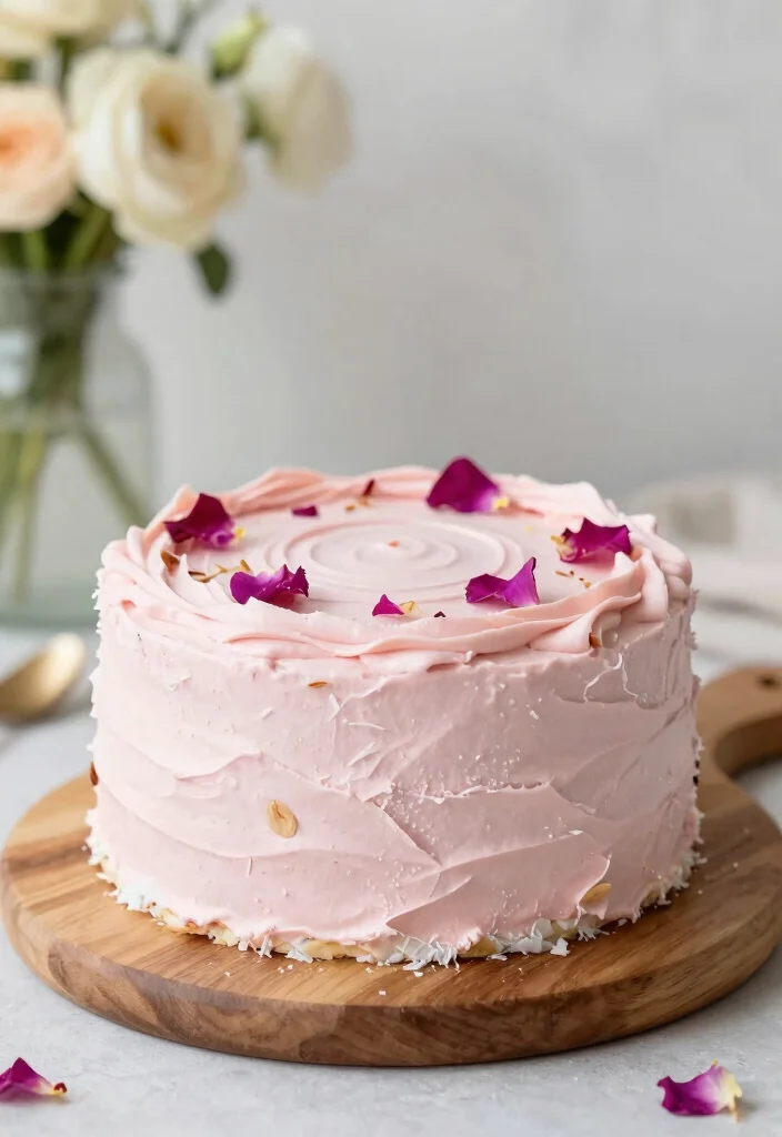 15 Pink Minimalist Cake Ideas for a Clean Modern Look - 2. Rosewater Vanilla Almond Cake 1