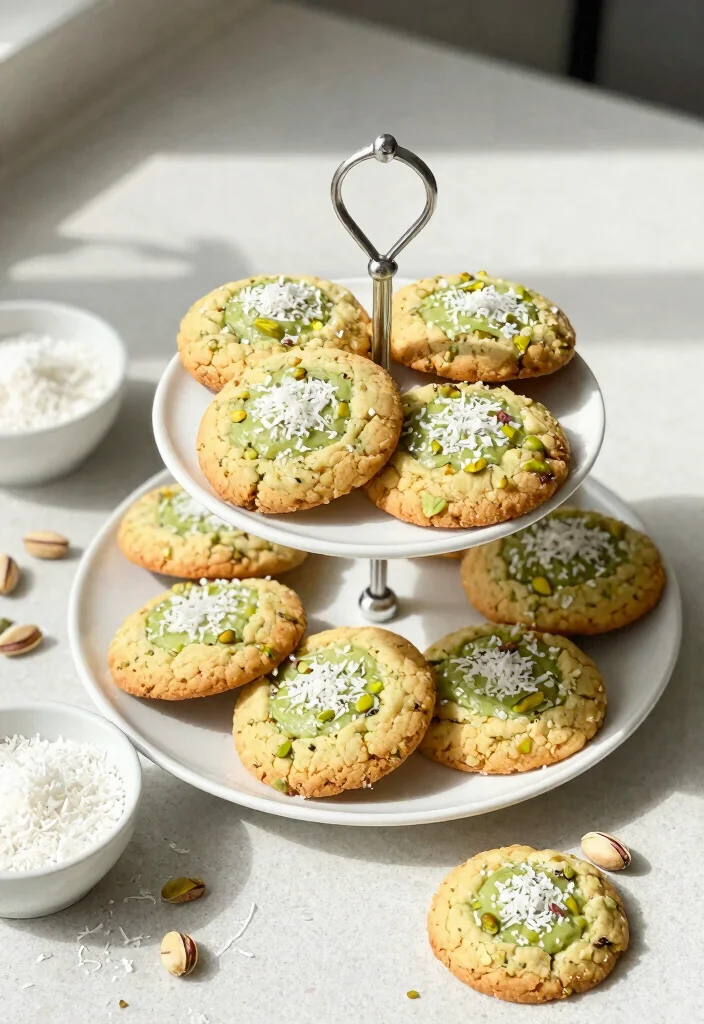 15 Pistachio Pudding Cookies Ideas: Soft Nutty Treats - 7. Pistachio Pudding Cookies with Coconut Flakes 1