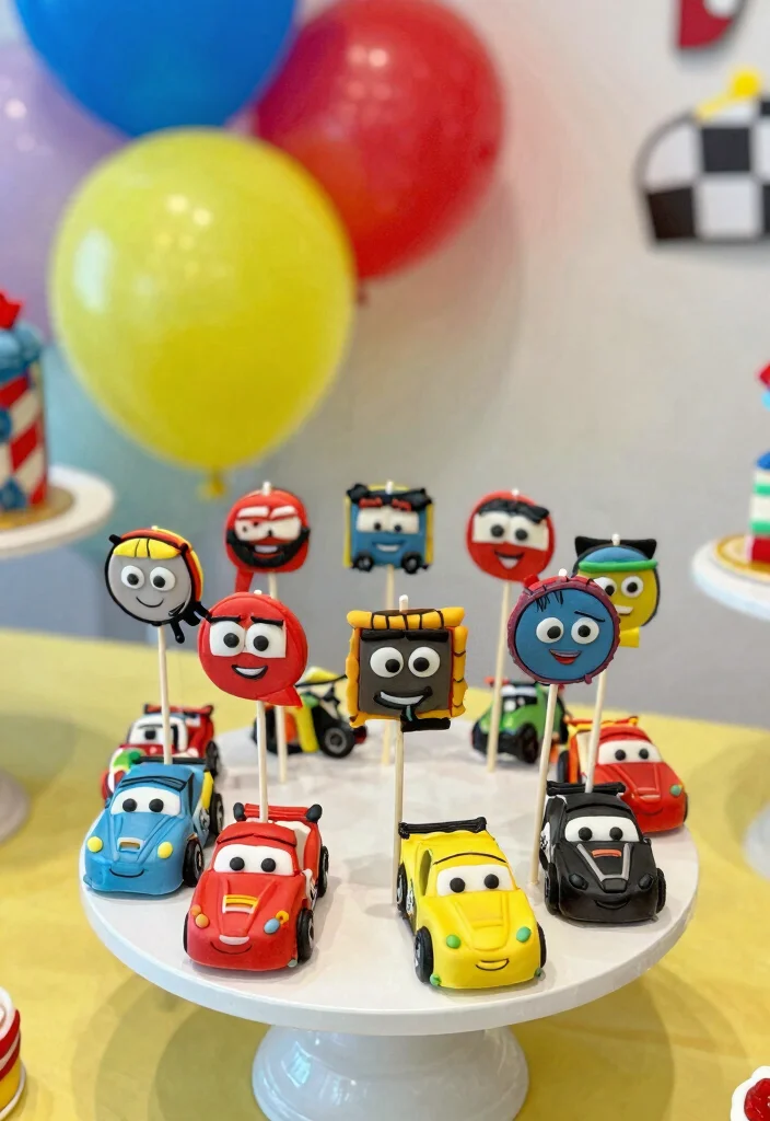 15 Race Car Cake Pops Ideas Fast Fun Treats - 11. Race Car Face Cake Pops 1