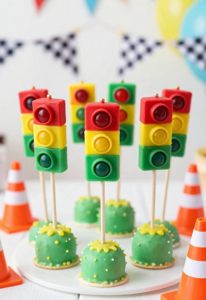 15 Race Car Cake Pops Ideas Fast Fun Treats - 3. Traffic Light Cake Pops 1