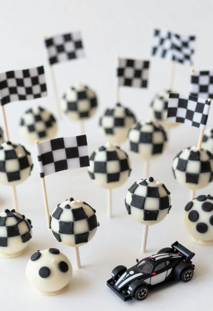 15 Race Car Cake Pops Ideas Fast Fun Treats - 4. Checkered Flag Cake Pops 1