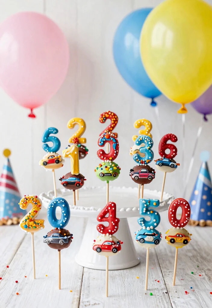 15 Race Car Cake Pops Ideas Fast Fun Treats - 8. Numbered Race Car Cake Pops 1