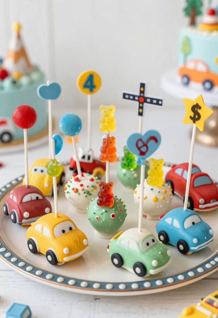 15 Race Car Cake Pops Ideas Fast Fun Treats - 9. Gummy Bear Race Cars 1