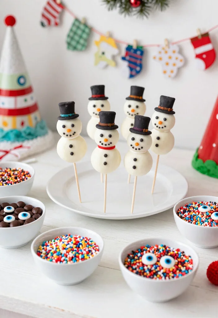 15 Snowman Cake Pops Ideas for Winter Holiday Fun - 15. Snowman Cake Pops Decorating Station 1