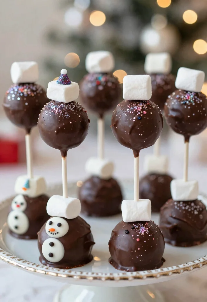 15 Snowman Cake Pops Ideas for Winter Holiday Fun - 2. Chocolate Dipped Snowman Cake Pops 1