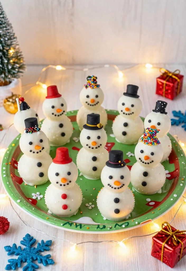15 Snowman Cake Pops Ideas for Winter Holiday Fun - 3. Rainbow Sprinkles Snowman Cake Pops 1