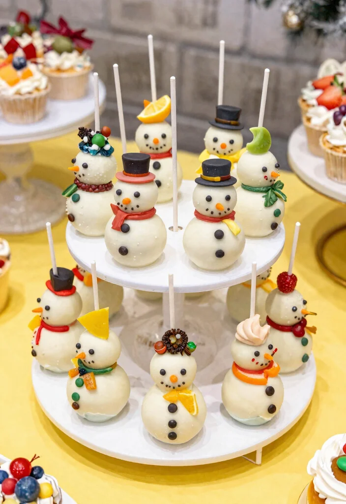 15 Snowman Cake Pops Ideas for Winter Holiday Fun - 7. Snowman Cake Pops with Fruit Flavors 1