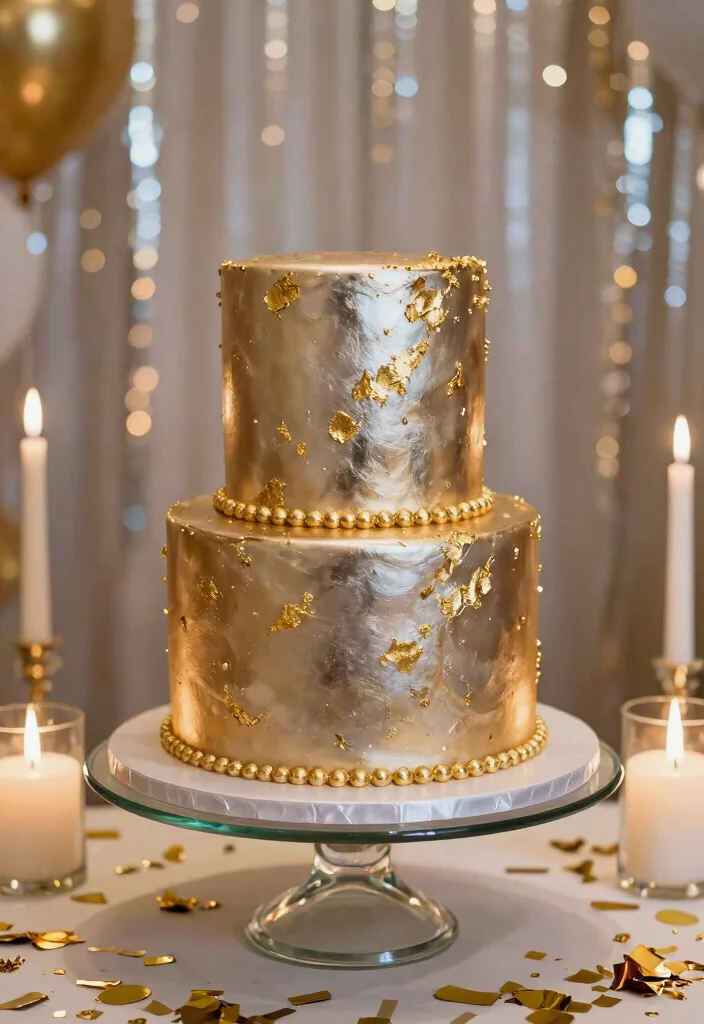 15 Sweet 16 Bento Cake Ideas: Cute & Trendy Celebrations - 5. Glamorous Metallics 1