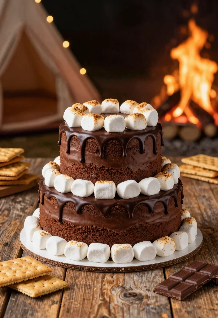 15 Two Tier Chocolate Cake Ideas Classic Elegant Height - 11. S'mores Chocolate Cake 1