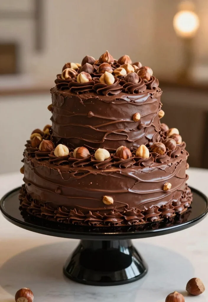 15 Two Tier Chocolate Cake Ideas Classic Elegant Height - 13. Chocolate Hazelnut Layer Cake 1