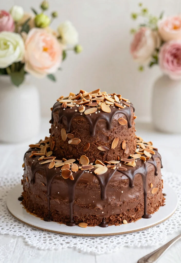 15 Two Tier Chocolate Cake Ideas Classic Elegant Height - 15. Chocolate Almond Cake 1