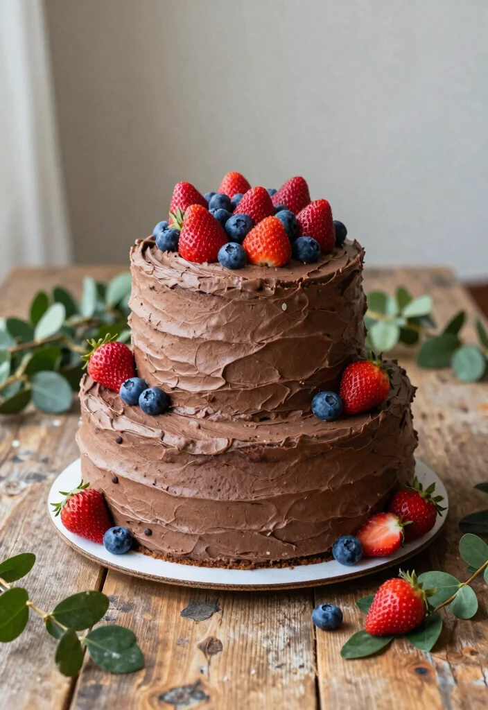 15 Two Tier Chocolate Cake Ideas Classic Elegant Height - 2. Rustic Chic Chocolate Cake 1