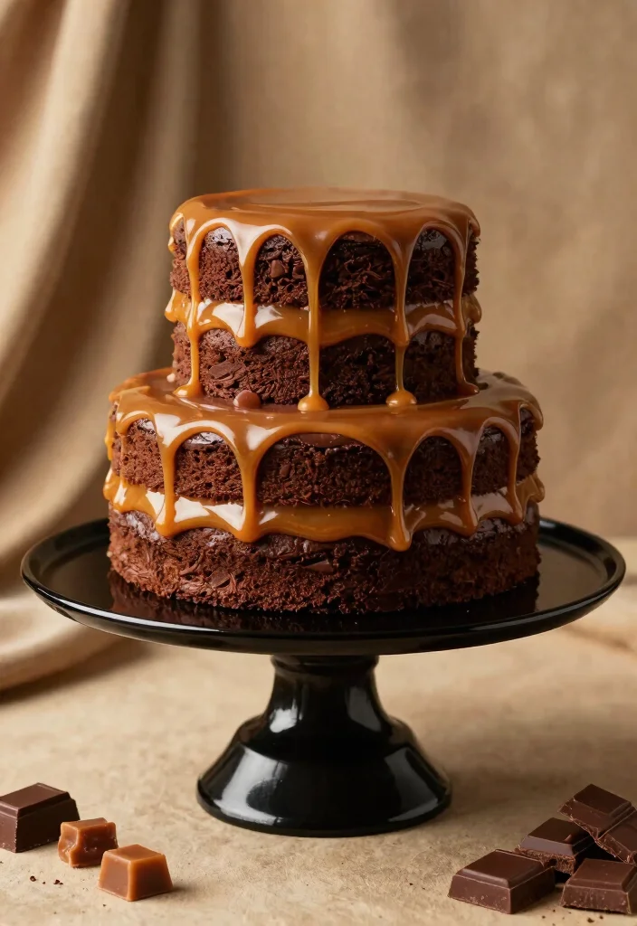 15 Two Tier Chocolate Cake Ideas Classic Elegant Height - 6. Chocolate Caramel Drizzle Cake 1