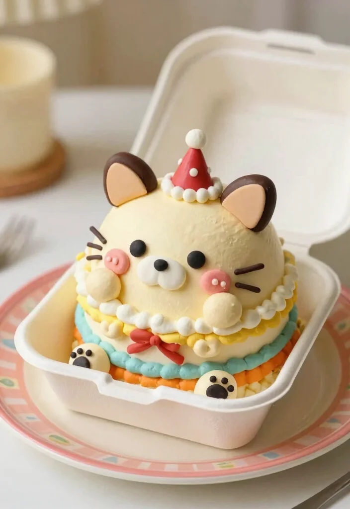 16 Bento Cake Design Aesthetic Ideas: Minimal, Cute, and Trendy - 14. Sweet Animal Faces 1