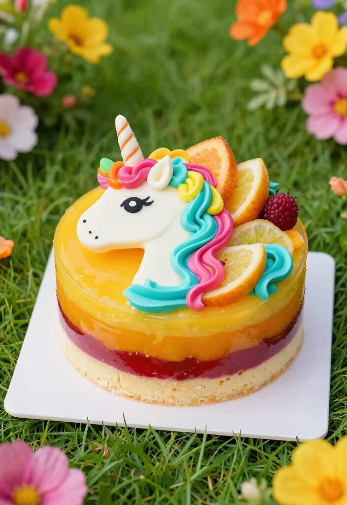 16 Bento Cake Unicorn Ideas: Pastel Magical Looks - 10. Fruity Unicorn Surprise Cake 1