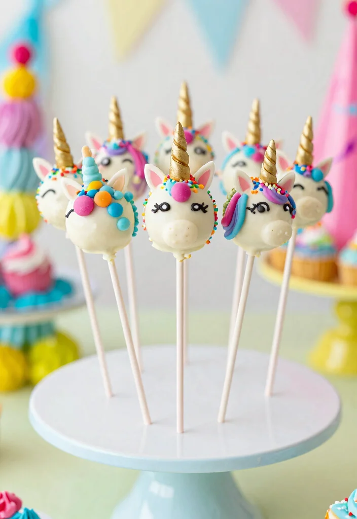 16 Bento Cake Unicorn Ideas: Pastel Magical Looks - 15. Unicorn Cake Pops 1