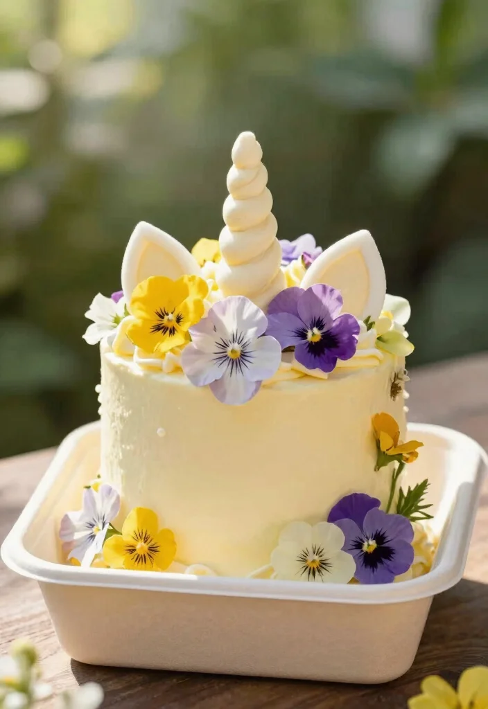 16 Bento Cake Unicorn Ideas: Pastel Magical Looks - 6. Floral Unicorn Elegance 1