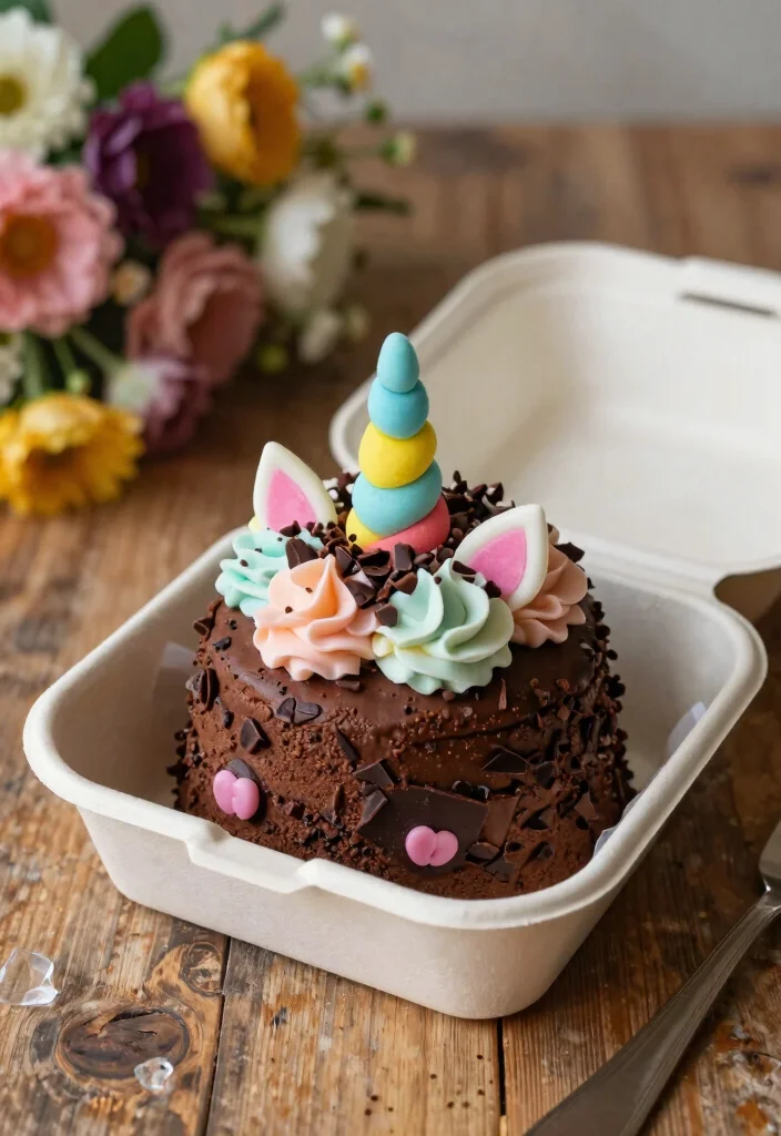 16 Bento Cake Unicorn Ideas: Pastel Magical Looks - 7. Chocolate Fantasy Unicorn Cake 1