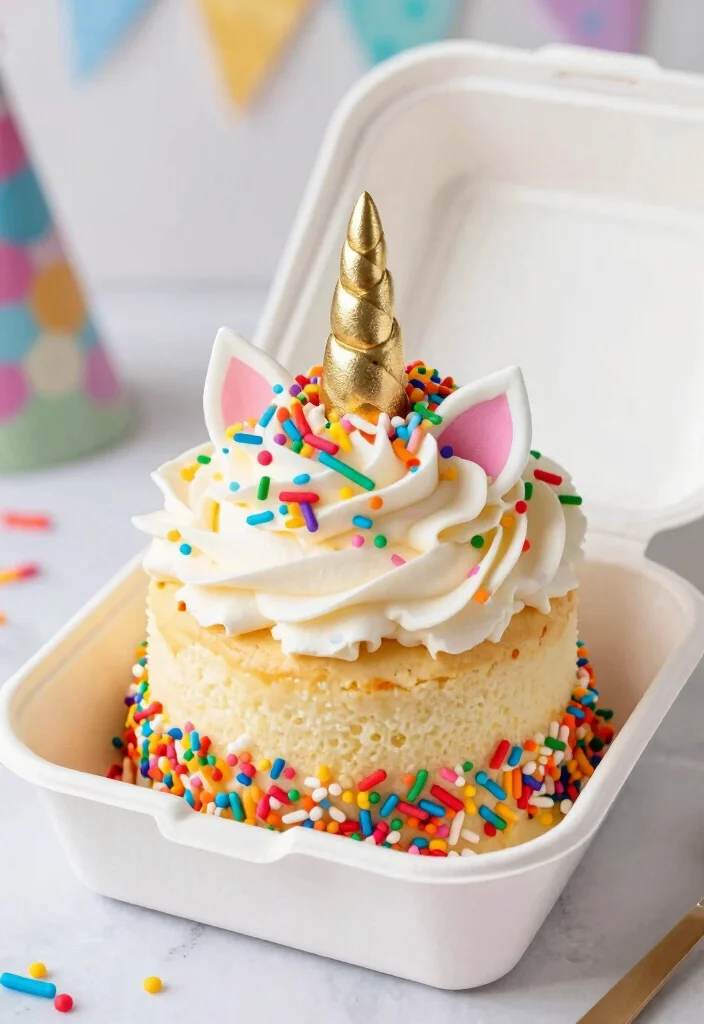 16 Bento Cake Unicorn Ideas: Pastel Magical Looks - 9. Confetti Unicorn Celebration Cake 1