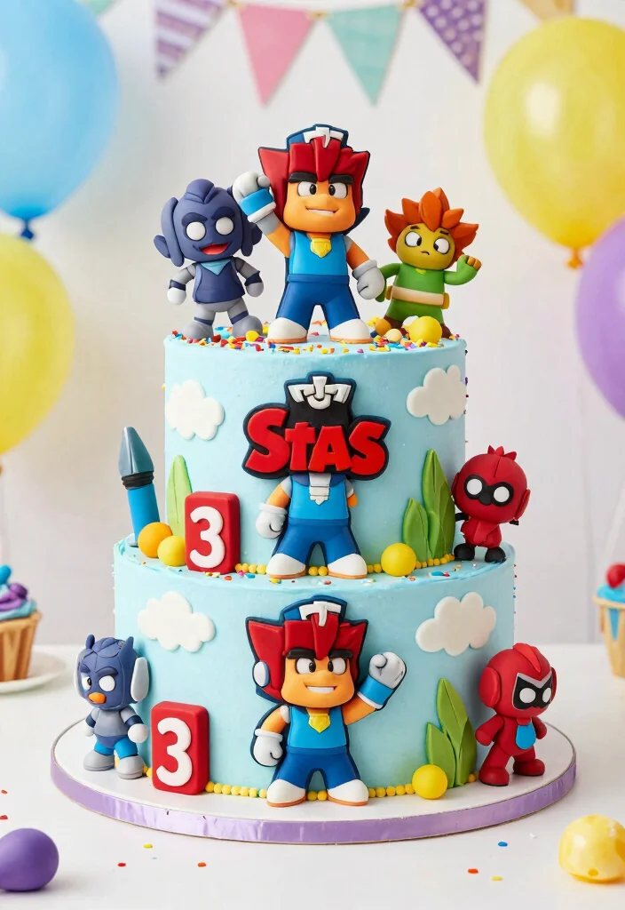 16 Brawl Stars Cake Birthday Ideas Gamer Party Hit - 1. Brawl Stars Character Cake 1