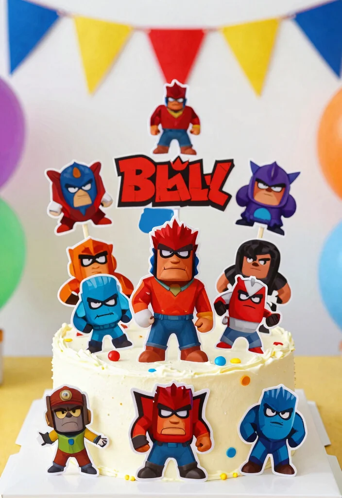 16 Brawl Stars Cake Birthday Ideas Gamer Party Hit - 9. Brawl Stars Themed Cake Banners 1