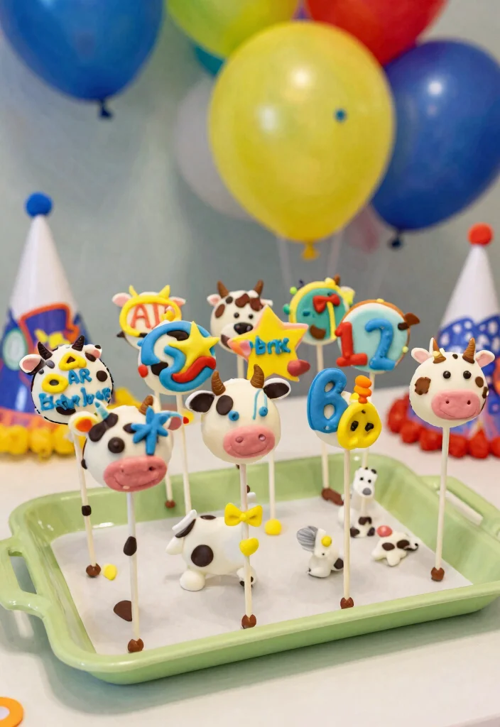 16 Cow Cake Pops Ideas Farm Cute Treats - 10. Cow Theme Birthday Cake Pops 1