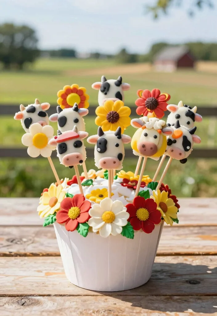 16 Cow Cake Pops Ideas Farm Cute Treats - 11. Cow Cake Pop Bouquets 1