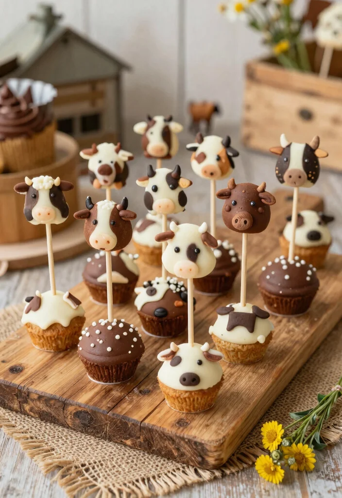 16 Cow Cake Pops Ideas Farm Cute Treats - 16. Rustic Cow Cake Pops 1