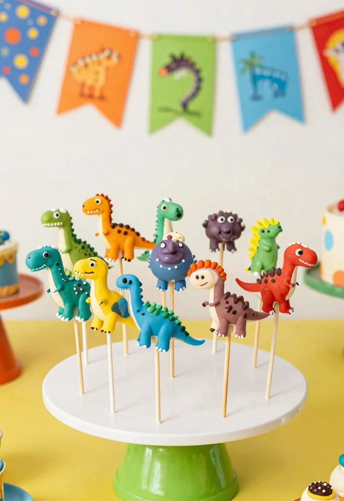 16 Dinosaur Cake Pops Ideas: Cute Prehistoric Bites - 14. Dino Diversity Cake Pops 1