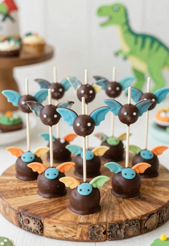 16 Dinosaur Cake Pops Ideas: Cute Prehistoric Bites - 6. Pterodactyl Cake Pops 1