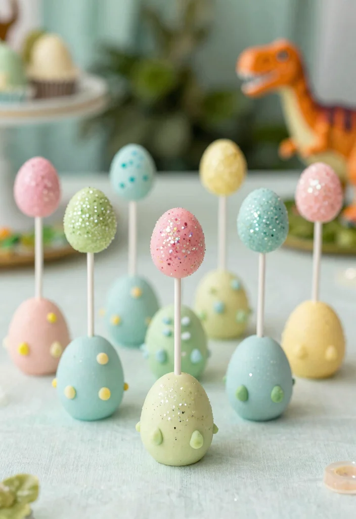 16 Dinosaur Cake Pops Ideas: Cute Prehistoric Bites - 7. Dino Egg Cake Pops 1