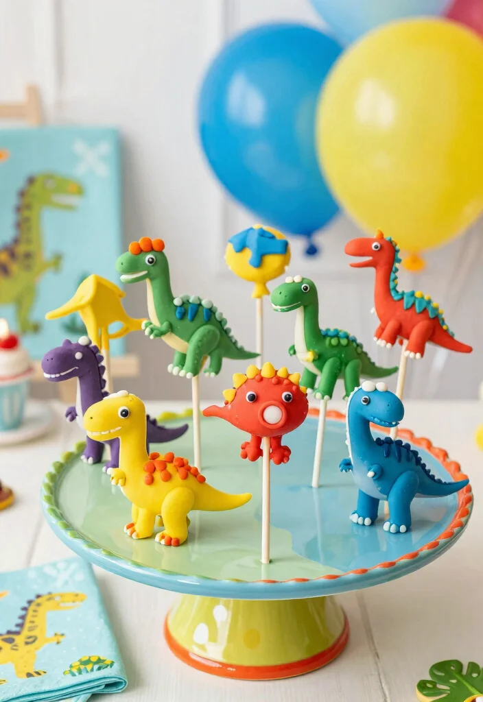 16 Dinosaur Cake Pops Ideas: Cute Prehistoric Bites - 8. Dino Family Cake Pops 1