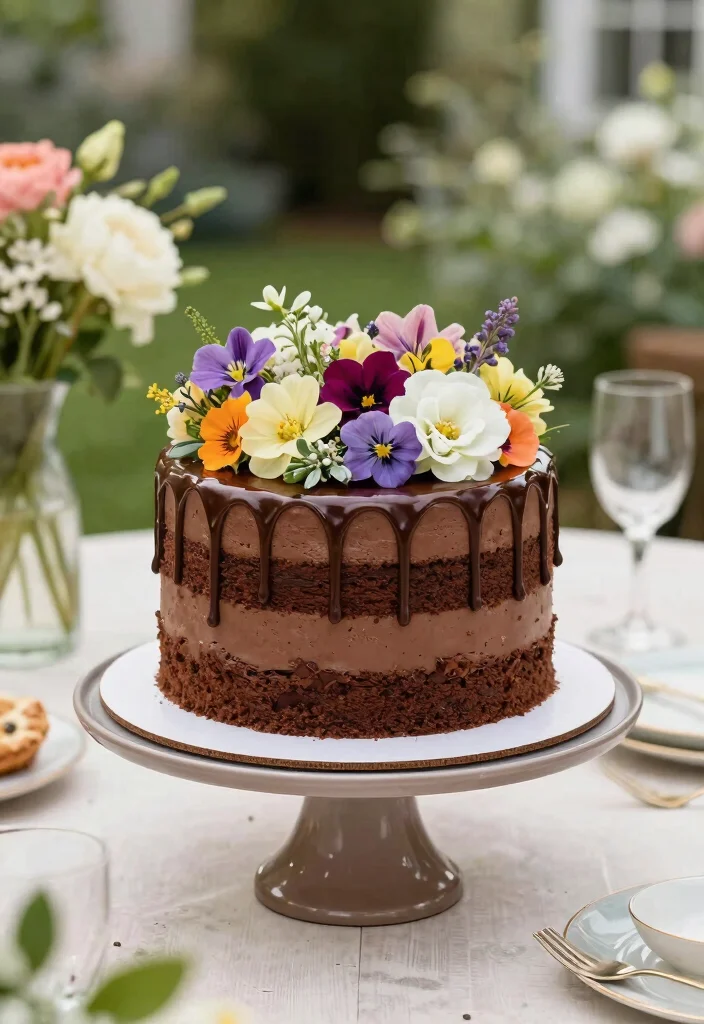 16 Floral Cake Birthday Ideas: Soft Romantic Designs for Garden Parties - 10. Sweet Floral Drip Cake 1